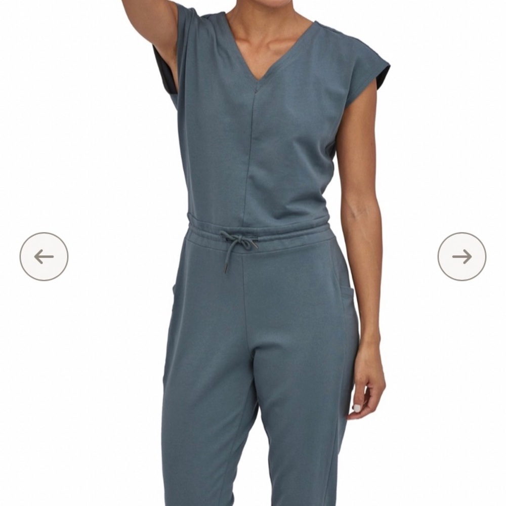 Women's Slate Blue V-Neck Jumpsuit - Patagonia Organic Cotton